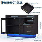 Glass Door Storage Cabinet, Freestanding Display Cabinet with Drawers for Living Room & Dining Room