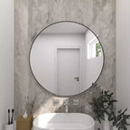 36" Contemporary Wood Round Wall Mirror