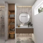 36" Contemporary Wood Round Wall Mirror