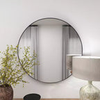 36" Contemporary Wood Round Wall Mirror