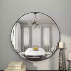 36" Contemporary Wood Round Wall Mirror