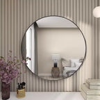 36" Contemporary Wood Round Wall Mirror
